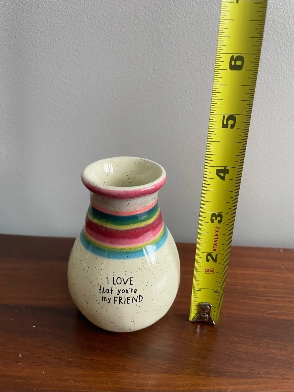 NATURAL LIFE Cream Speckled Vase with Rainbow Stripes